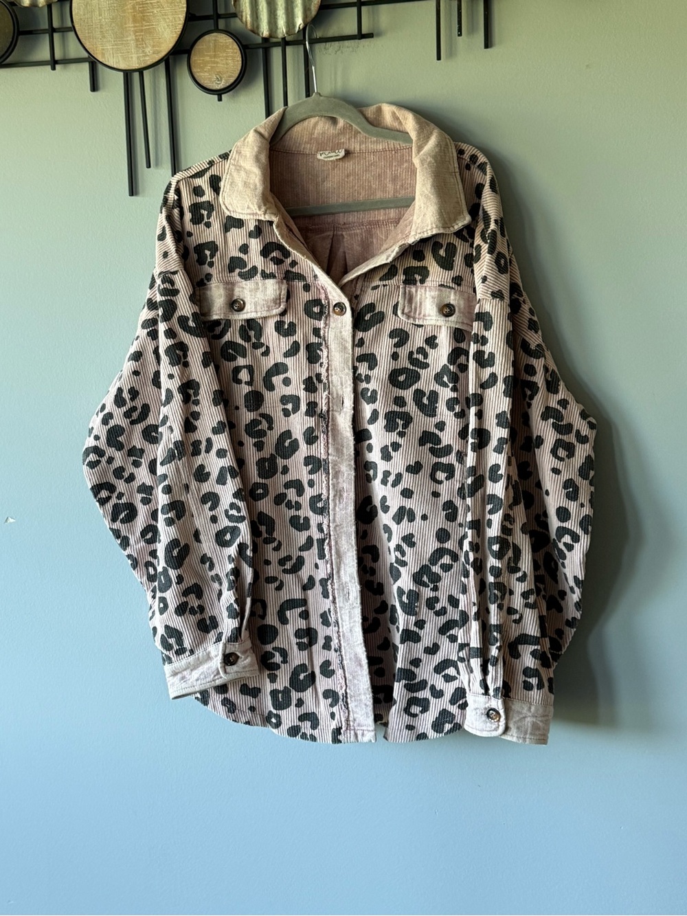 Leopard Print Utility Jacket in Beige
